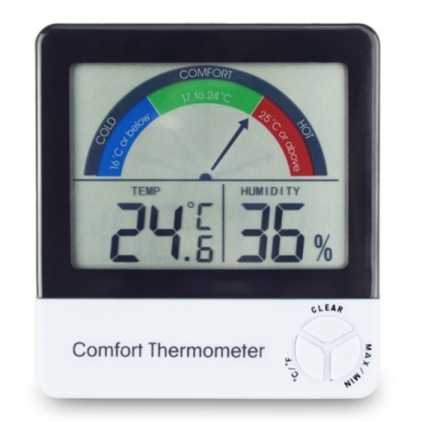 Thermomètre - hygromètre avec indication de la zone de confort en  température - ThermoLab sàrl