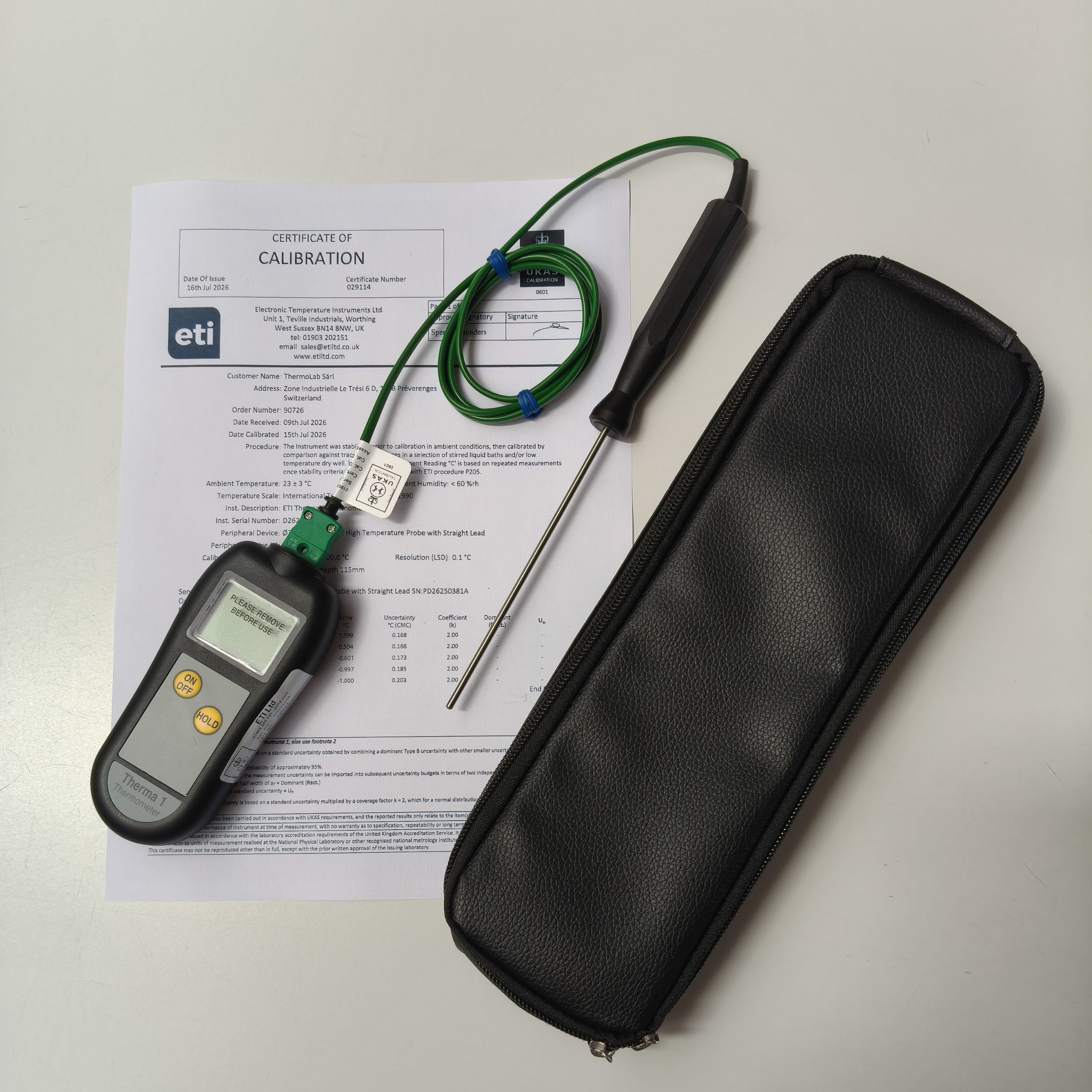 offre spéciale : Therma 1+ sonde haute température 1100°C et certificat calibration Ukas inclus
